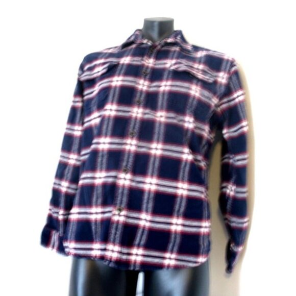 Jach's Vintage Men's Red Blue Plaid Flannel Cotton Long-Sleeve Top Shirt L. - Picture 3 of 12